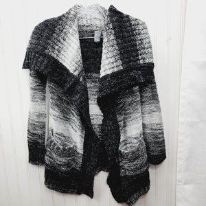 Quinn Knit Shawl Collar Cardigan/Sweater Gray /Black & White Size P/S